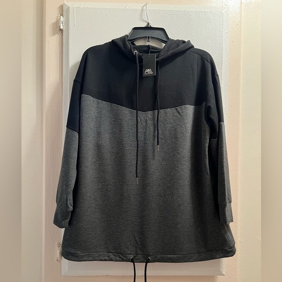 Plus size- black and grey hoodie sweatshirt - Picture 1 of 2